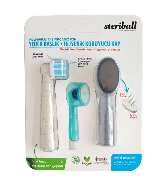 Steriball Pilli Veya Şajlı Diş Fırçaları İçin Yedek Başlık Ve Hijyenik Koruyucu Kapak