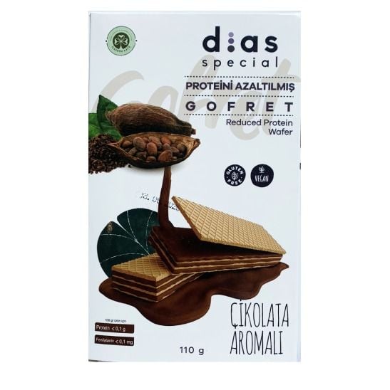 Dias Special Çikolatalı Glutensiz Vegan Gofret 110 g - Proteini Azaltılmış