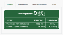Delta Vegatamin D3 + K2 20 ml Sprey Damla