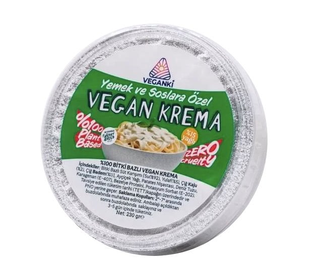 Veganki Vegan Krema 230 g (Yemek Ve Soslar İçin)  + Jel Buz Aküsü