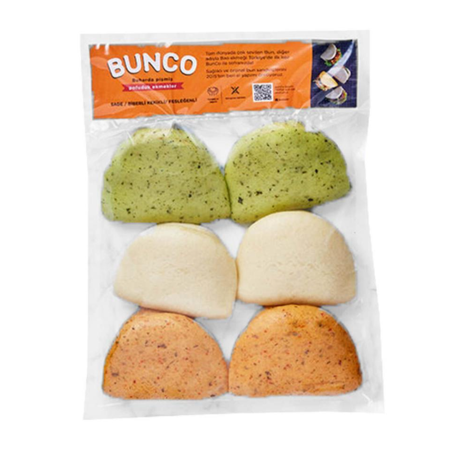 Bunco Buharda Pişmiş Bun Ekmek 65 g x 6 Adet Sade & Acılı & Fesleğenli  + Jel Buz Aküsü