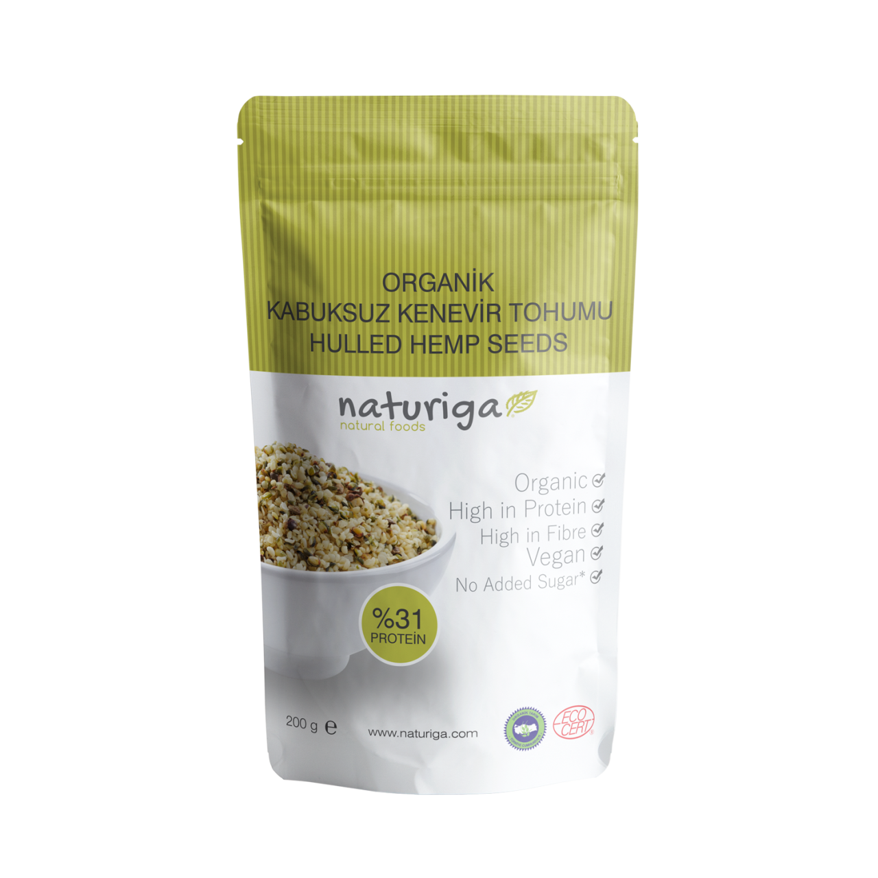 Naturiga Organik Kabuksuz Kenevir Tohumu 200 g