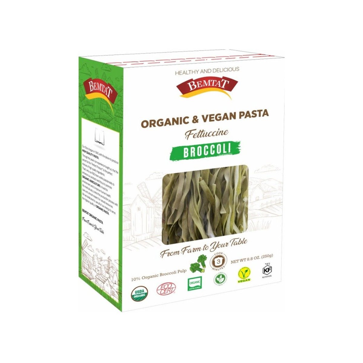 Bemtat Organik & Vegan Brokolili Fettuccine Makarna 250 g