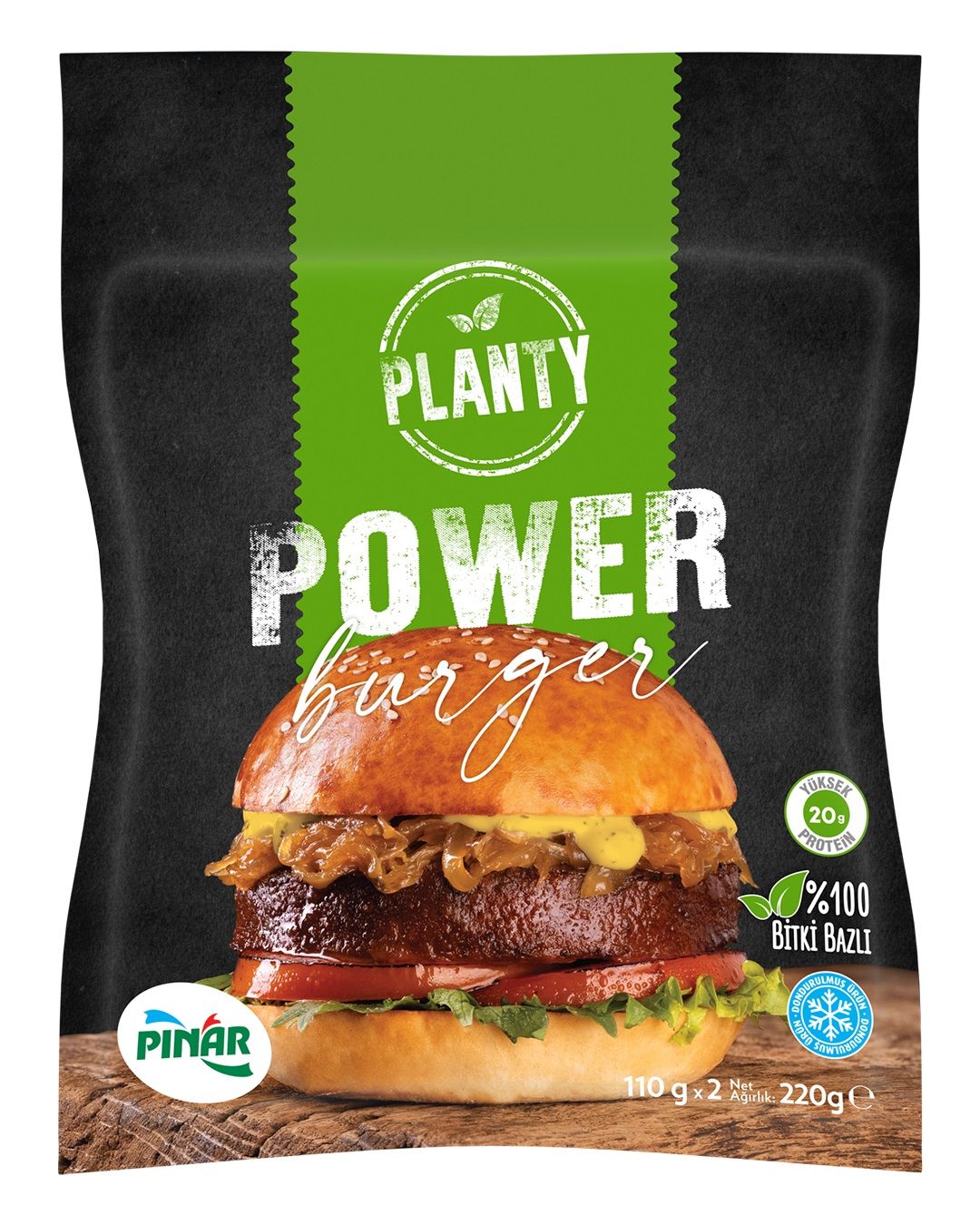 Pınar Planty Power Vegan Burger 110 g x 2 Adet + Jel Buz Aküsü