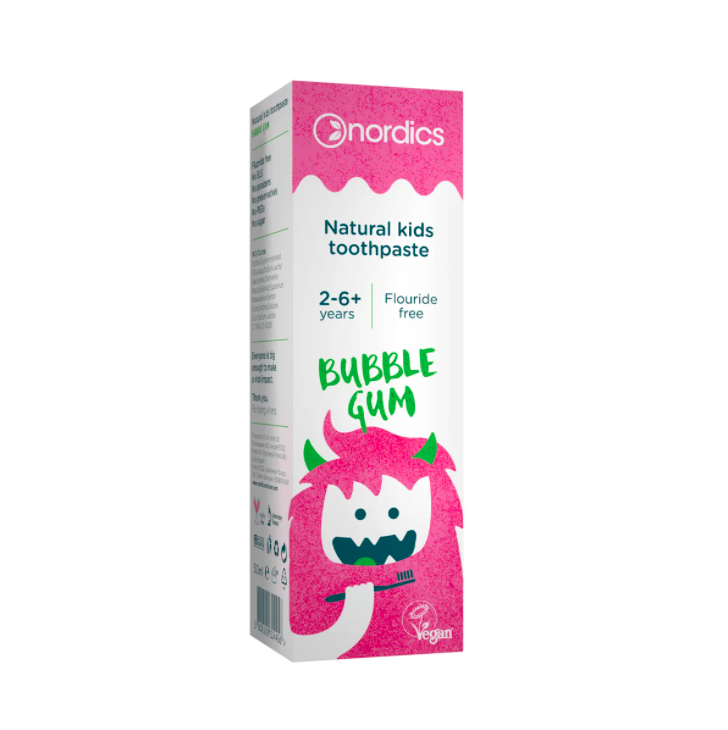 Nordics Florürsüz Doğal Çocuk Diş Macunu (2-6 Yaş) Ciklet aromalı 50 ml