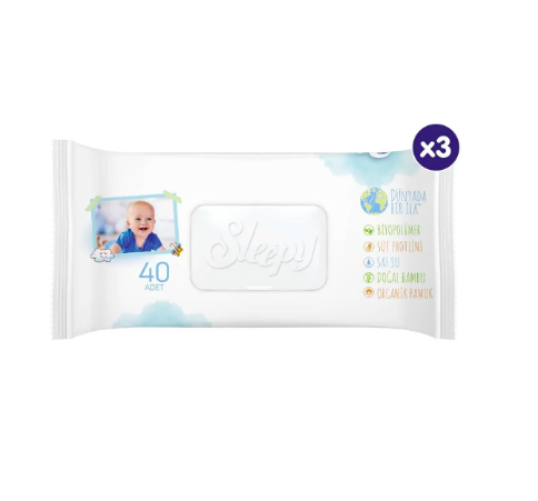 Sleepy Natural Yenidoğan Islak Pamuklu Havlu 3x40 Adet