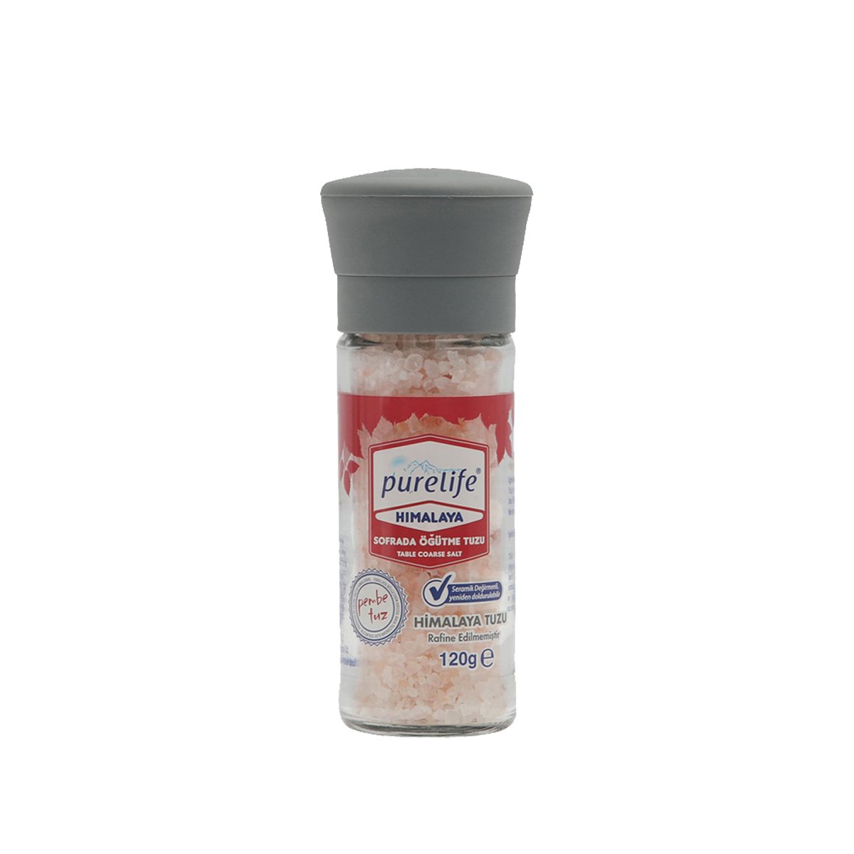 Purelife Himalaya Granül Pembe Tuz Seramik Değirmen (Yeniden Doldurulabilir) 120 g