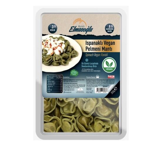 Elmasoğlu Ispanaklı Vegan Pelmeni Mantı 350 g (HIZLI TESLİMA veya SOĞUK GÖNDERİM ile)