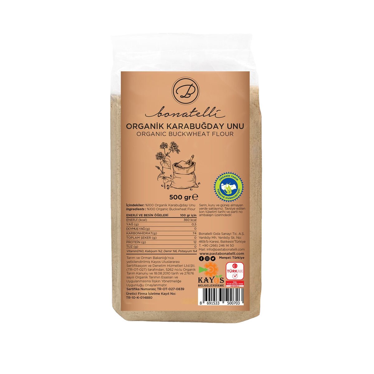 Bonatelli Organik Karabuğday Unu 500 g