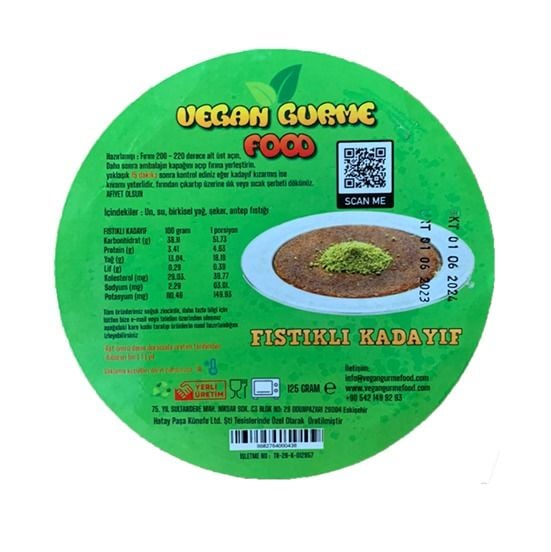 Vegan Gurme Food Fıstıklı Kadayıf 125 g  + Jel Buz Aküsü