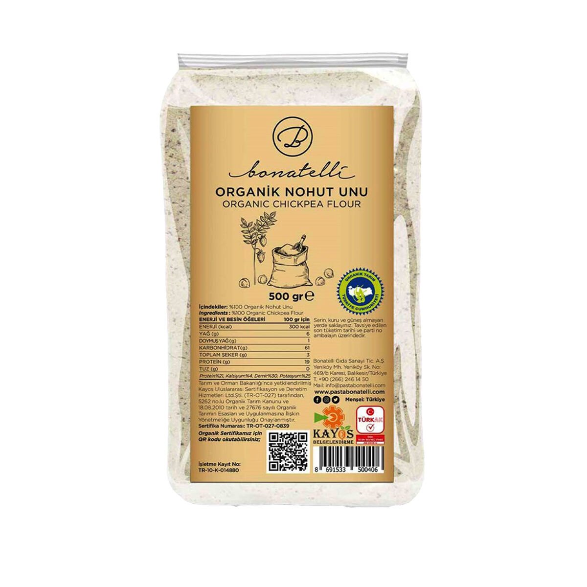 Bonatelli Organik Nohut Unu 500 g