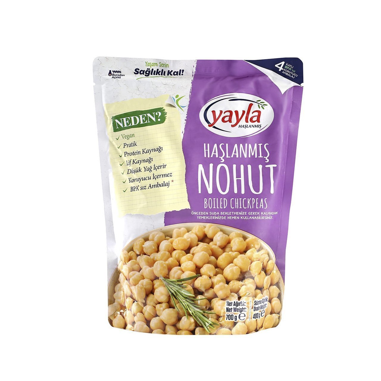 Yayla Haşlanmış Nohut  700 g
