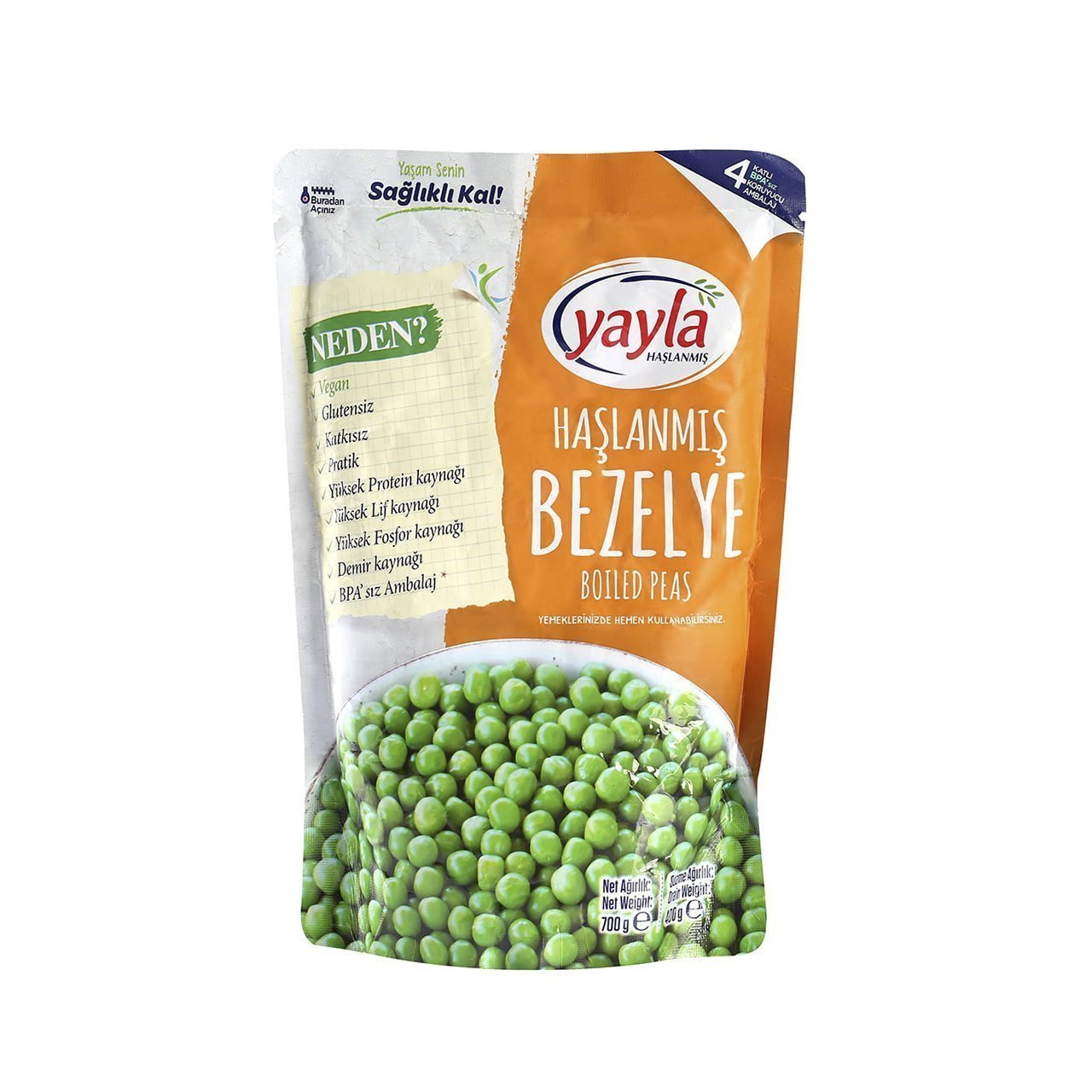 Yayla Haşlanmış Bezelye 700 g