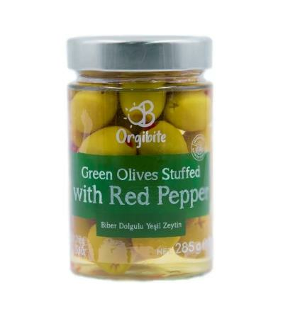 Orgibite Kırmızı Biber Dolgulu Yeşil Zeytin 285 g
