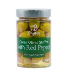 Orgibite Kırmızı Biber Dolgulu Yeşil Zeytin 285 g