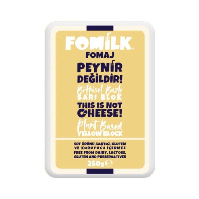 Fomilk Sarı Blok Cheddar Tadında Vegan Peynir 250 g + Jel Buz Aküsü