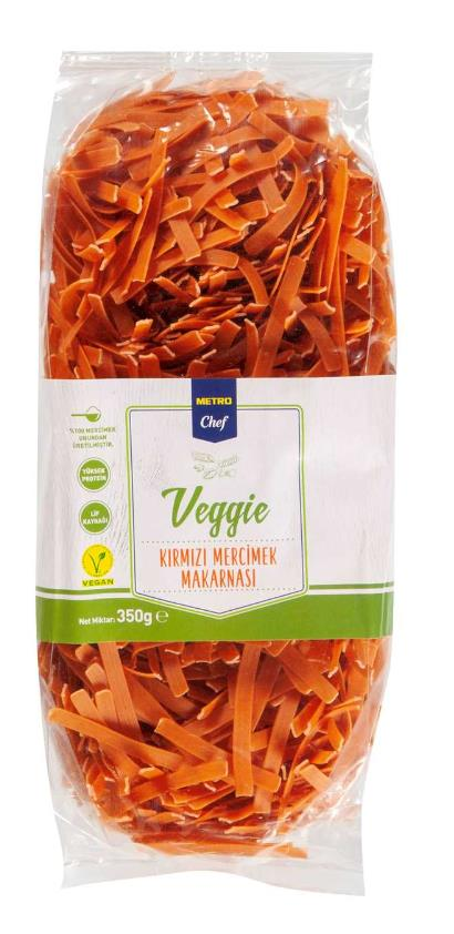 Metro Chef Veggie Kırmızı Mercimek Çubuk Makarna (Erişte) 350 g