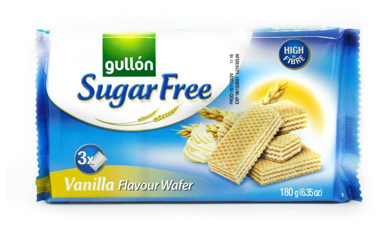 Gullon Vanilya Aromalı Krema Dolgulu Şekersiz Gofret 180 g