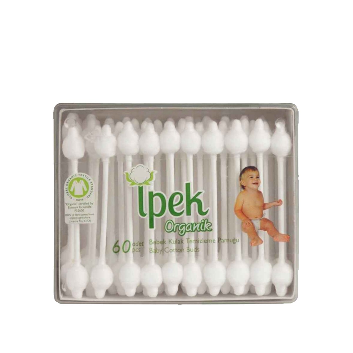 İpek Organik Bebek Kulak Temizleme Pamuğu 60 Adet